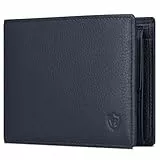 VON HEESEN Leder Geldbörse Herren mit RFID Schutz I Echtleder Geldbeutel für Männer I Münzbörse Portemonnaie Brieftasche Wallet Portmonee (Blau)