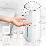 HAPPHOOH Seifenspender Automatisch Wandbefestigung,400ml Elektrischer Seifenspender mit Sensor Infrarot USB Wiederaufladbar,IPX5 Wasserdicht für Küchen,Bad,Schule,Hotel