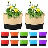 Ohiyoo 12 Stück 28 L Pflanzsack mit Griffe, 7 Gal Bunte Pflanzsack aus Filzstoff Pflanze Grow Bag für Kartoffeln, Tomaten, Gemüse, Blumen, Pflanzen (7 Gallone, 28 L)