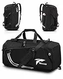 Tolaccea Sporttasche Herren Rucksackfunktion Groß 45L Sportrucksack mit Schuhfach Nassfach, Reisetasche Damen für Fitnessstudio Sauna Fussball Schwimmen Gym(Schwarz)