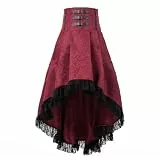 CR ROLECOS Mittelalter Rock Damen Gothic Steampunk A-Linie Rock mit Spitze Viktorianischer Piratenrock für Cosplay LARP Halloween Weiß-S