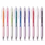 MROOFUL Gelstifte, einziehbar, schnelltrocknend, 0,5 mm, mehrfarbig, für Journaling, 10 Stück, 9 bunte Zeichnungen, Kritzeln und Notizen (mehrfarbig)