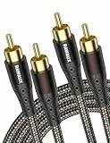 RAWAUX Cinch Audio Kabel 1M, 2x Chinch Stecker zu 2x Chinch Stecker Stereo Audio Subwoofer Kabel HiFi 2 RCA Cable Vergoldet Geflochten für Heimkino, TV, Verstärker, Hi-Fi Anlagen