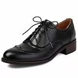 LarDorLin Brogue Derby Damen Schnüren Low Blockabsatz Männer Arbeit Schuhe Business Buro Runde Zehen Comfy Oxford Schwarz Gr 45 EU (47 Cn)