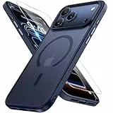 Miracase für iPhone 17 Pro Max Hülle für Magsafe[mit Panzerglas] [TOP Militärschutz & Magnetkraft] Stoßfest Kratzfest mit Samtiger Haptik Handyhülle für iPhone 17 Pro Max 6,9', Matt-Tief-Blau
