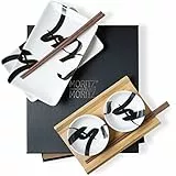 Moritz & Moritz 8-tlg. Sushi Geschirr Set für 2 Personen - Sushi Servierset mit 2x Sushi-Teller, Dip-Schälchen und Stäbchen