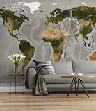 Komar Vlies Fototapete WORLD | 300 x 250 cm | Tapete, Wand Dekoration, Weltkarte, Wohnzimmer, Landkarte, Reise, Karte, Schlafzimmer, Wohnzimmer | 778-DV3