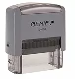 Genie S-402 Stempel Selbstfärbend Set – Individueller Textstempel bis 4 Zeilen – Adressstempel, Firmenstempel, Namensstempel – inkl. Stempelkissen & Zubehör – Schwarz/Grau