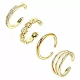 Heclia 4 pcs Gold Zehenringe für Damen, Verstellbarer Anlaufgeschützter Zehenring Mit Offenem Band, Modischer Minimalistischer Zehenring Für Den Sommer Und Den Strand, Zierlicher Offener Fußschmuck