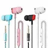 CBGGQ 4 Pack Ear Kopfhörer, Stereo Bass In Ear Ohrhörer mit Mikrofon & Fernsteuerung Noise Cancelling Bass-Sound 3,5mm Kopfhörer für iOS, Android Smartphones, MP3 /MP4 Players.