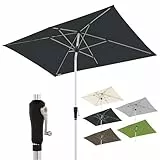Doppler Sonnenschirm für den Garten SL-AZ Auto Tilt 220x140 cm Anthrazit I Gartenschirm knickbar I Kurbelschirm mit UV-Schutz 80+ I Kurbelschirm aus Aluminium I regenabweisendes Polyester-Schirmdach