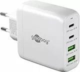 goobay 64818 USB-C PD 4-Fach Multiport Schnellladegerät (68W) / 2X USB-A 2X USB-C Eingang/Power Delivery/Netzteil für Ladekabel vom iPhone und Anderen Handys/Handy Ladegerät/weiß