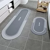 SIXHOME 43 * 70+43 * 150 cm Blau Extra Saugfähige Badematte Schnell trocknend rutschfest & vielseitig einsetzbar Genießen Sie angenehme Trockenheit nach dem Duschen und Baden