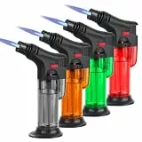 4 Stück Flambierbrenner, Küchenbrenner Crème Brulée Brenner, Bunsenbrenner mit Sicherheitsschloss, Nachfüllbar Gasbrenner für Küche, Gebäck, Desserts, Camping, Grillen (Color-1)