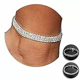 2 Stücke Funkeln Diamant Fußkettchen für Frauen,Kucheed Elastischer Kristall Silber-Ton Funkelnde Charm Fuß Schmuck Armreif,Bling Glänzende Strass Braut Tennis Armband Geschenk Mädchen