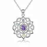 YAFEINI Chakra Kette 925 Sterling Silber Yoga Lotus Anhänger Halskette Chakra Schmuck Geschenke für Damen