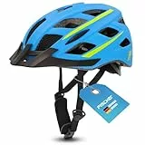 FISCHER Erwachsene Fahrradhelm, Radhelm, Cityhelm, Mountainbike-Helm Urban Montis, L/XL, 58-61cm, blau-gelb, mit beleuchtetem Innenring-System