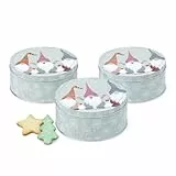 hausleben Weihnachts Keksdosen 3er Set – Rund 13 x 7 cm – Plätzchendosen mit Deckel & Wichtel-Motiv – Aufbewahrungsdosen für Kekse, Plätzchen, Süßigkeiten, Schokolade – aus Metall Geschenkbox