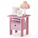 Furinno Andrey Beistelltisch Nachttisch mit Schublade, Rosa