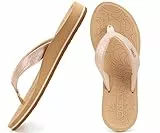 ONCAI Damen Zehentrenner Sommer Sport Flip Flops Schwimmbad Strand Plattform Sandalen Badelatschen Gummifußbett Beige Größe 39