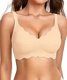 Gailife Damen-BHs mit gewelltem Rand, ohne Bügel, nahtlos, Push-Up-Bralette, volle Abdeckung, Komfort, Raceback, Alltags-BH, Hautfarben, Medium