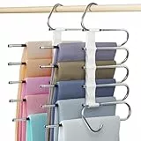 DAMITA Hosenbügel Platzsparend Hosen Weiß Kleiderbügel Kunststoff 2 Stück 5 in 1 Plastik Edelstahl Stabil Faltbare Hosenkleiderbügel Schrank Organizer Schals Jeans Kleidung Für Damen und Herren