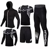 BOOMCOOL 5pcs Trainingsanzug Herren Activewear Laufshirt Schwitzanzug Sportbekleidung Schwitzanzug Kompressionshose Fitness Kleidung Traningsanzuganzug Strumpfhosen