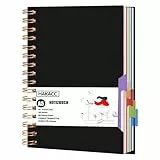 HAKACC Projekt Notizbuch, Spiralblock mit 5 Trennwände A5 Notizblock für Studenten Büro Schreiben Planer Schwarzes