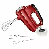Russell Hobbs Handmixer [Handrührgerät] Desire Rot (5 Geschwindigkeitsstufen+Turbofunktion, 2 spülmaschinengeeignete Rührbesen & Knethaken, Auswurftaste, aufrechte Parkposition) Handrührer 24670-56