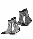 ESPRIT Damen Socken Fine Line Multipack W So Baumwolle gemustert 2 Paar, Mehrfarbig Schwarz 0050, 39-42
