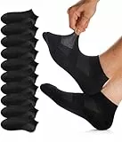 FORVEVO Sneaker Socken Herren 47-49, Atmungsaktive Baumwolle Sportsocken, Laufsocken Kurz, Halbsocken Quarter (Schwarz/10 Paar)