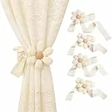 4 Stück Vorhang Halter, Gardinen Halter, Beige Blumen Gardinen Band, 80 Cm Lang, Vorhanghalter Mit Baumwoll- Und Leinenmaterial, Gardinen Raffhalter Für Wohnungen, Büros Und Haus Kinderzimmer Deko