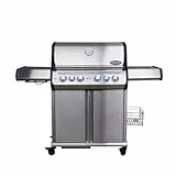 SANTOS Gasgrill S-418 Pro TST - Premium Edelstahl Gasgrill 4 Brenner - 800°C Infrarot Seitenbrenner & Heckbrenner - Langlebiger BBQ Gas Grill mit optimaler Isolierung - Grillrost & XXL Warmhalterost