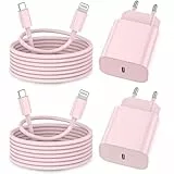 iPhone Ladekabel, [MFi-Zertifiziert] 2er Pack 25W iPhone Ladegerät Apple Ladekabel 2M,USBC Schnellladegerät mit USB C auf Lightning Kabel für i Phone 14 13 12 11 Pro Max XS XR X 8 7 6 Plus 5 iPad,Rosa