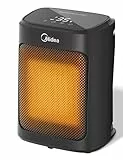 Midea Elektroheizung Keramik 2000W mit Thermostat, 3 Modi 24h-Timer, Überhitzungs- & Kippschutz, Sofortwärme für Büro Schlafzimmer,22CM,Schwarz