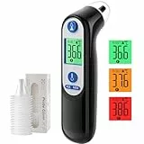 Ohrthermometer, hohe Genauigkeit, für Babys, medizinische Thermometer und Zubehör | schnelle Messung in 1 Sekunde | Fieber-Tonanzeige (109-LCD, tiefschwarz)