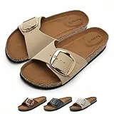 Torotto Pantoletten Damen Sandalen Latschen Schlappen Hausschuhe Bequeme Verstellbare Schnalle(Aprikosenfarbe,39 EU)