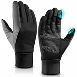 OZERO Damen Wasserdicht Thermohandschuhe, Touchscreen Winterhandschuhe Fahrhandschuhe Fahrradhandschuhe Laufhandschuhe Schwarz