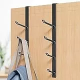 niffgaff Türhaken, vertikaler türhaken zum einhängen, kleiderhaken tür, haken zum einhängen, für Handtuch- und Kleiderbügel, Schwarz, 2er-Pack, 31.5cm