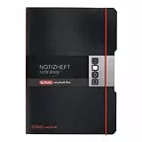 Herlitz 11361508 Notizheft (A4, PP-Wechselcover mit Verschlußgummi, 80g/m²) 80 Blatt, Schwarz