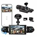 360°Dashcam Auto Vorne Hinten 4 Kanal Dash Cam Auto Kamera FHD 4K+1080Px3,kostenlose 64GB SD-Karte,4×140° Weitwinkel,WDR-Nachtsicht (8 IR-LEDs),G-Sensor,3' IPS Display,24/7 Parkmodus,Loop-Aufnahme,App