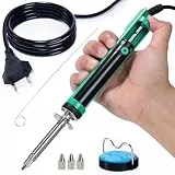 YIHUA 929D-V Elektrisches Vakuum Entlötkolben Lötkolben Sauger Entlötpumpe mit kürzerem Ladegriff und Entlötdüsen 1.0mm 1.2mm 2.0mm für Durchstecklötungen (EU PLUG)