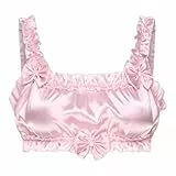 Satini Sissy Rüschen Gerafft Tailliert Seidig Satin Dessous Bralette (Zartrosa, XXL)