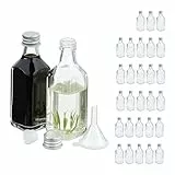 Relaxdays kleine Flaschen, 30er Set, 50 ml, Glasflaschen zum Befüllen, Schraubverschluss & Korken, transparent/silber