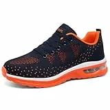 NUTTOPL Damen Laufschuhe Atmungsaktiv Joggingschuhe Luftpolster Sportschuhe Freizeitschuhe Straßenlaufschuhe Gummisohlen Leichte rutschfest Fitness Running Outdoor Blau Orange 41 EU