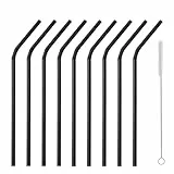 100 Stück Schwarz Wiederverwendbare Strohhalme Enthält eine Strohbürste