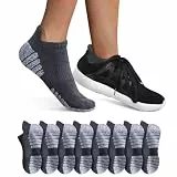 YouShow Sneaker Socken Damen Herren Gepolsterte Sportsocken 35-38 Dunkelgrau Baumwolle Laufsocken Atmungsaktiv 8 Paar