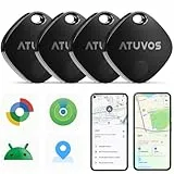 ATUVOS Dual-System Air Tag Pro 4er Pack, Smart Schlüsselfinder Tracker kompatibel mit Android Google Mein Gerät finden or iOS Apple Wo ist? App (Huawei nicht unterstützt), Key Finder für Gepäck,Koffer