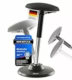 DESKSPACE Motion Sitzhocker - Stehhocker höhenverstellbar, ergonomischer Hocker bis 140kg mit CushCloud-Polsterung, Gasfeder & 3D-Sitzmechanik, Bürohocker ergonomisch, Wackelhocker Stehstuhl (Schwarz)
