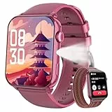 IOWODO Smartwatch Damen 2025 | Bluetooth Anrufe & LED-Leuchte | SpO2 & Schlafüberwachung | 350mAh (6+ Tage) | 2 Armbänder (Silicone/Nylon) | Fitnessuhr für Android & iOS